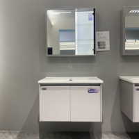 WJL Meuble-lavabo mural moderne au design flottant avec miroir, profil en aluminium et acier inoxydable pour salle de bain