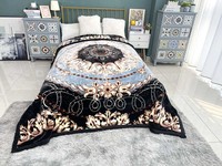 Couverture personnalisée 2 plis gaufrés double épaisseur chaude super douce en peluche géométrique imprimée vison moelleux polaire nuageux raschel