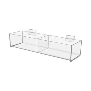 2 Compartimentos Mercancía al por menor Cubo de basura Slatwall Acrílico Bandeja al por menor Caddys Productos actuales Cajas de almacenamiento - Product Image 4