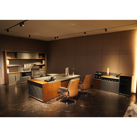 Table de bureau de direction en forme de L en bois et cuir de luxe en Mdf Table de bureau de qualité supérieure