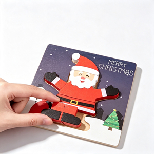 Ensemble de puzzles en bois sur le thème de Noël, Père Noël, bonhomme de neige, renne, arbre, jouet éducatif <span class=keywords><strong>Montessori</strong></span>, cadeau pour les enfants de 5 à 7 ans - Product Image 4
