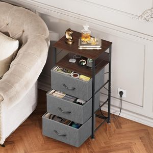 Hot Selling <b>Drawer</b> Storage Cabinet 3 <b>Drawer</b> Dresser Organizer Fabric Storage <b>Chest</b> Large Capacity Organizer Bedside Table - Product Image 5