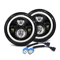 LANSEKO Phares LED ronds de 7 pouces avec halo Angel Eyes, feux de jour DRL, clignotants ambre, faisceau haut/bas, compatibles avec Jeep Wrangler JK