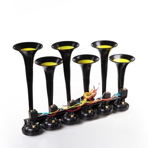 Gran Oferta SUNLAEBO Bocina de Aire Musical Coaxial con 6 Trompetas y 33 Melodías, Amarillo y Negro, Tipo <span class=keywords><strong>Basuri</strong></span>, Sistema de Alarma de Seguridad 12V 120-150dB - Product Image 4