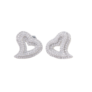 ต่างหูเงินแท้ S925 ประดับเพชรโมอิสซาไนต์ รูปหัวใจแบบโปร่ง สไตล์คลาสสิก เหมาะสำหรับงานแต่งงาน ใช้ได้ทั้งผู้หญิงและผู้ชาย - Product Image 1