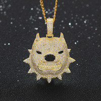 BES Micro-incrusté 5A Zircon Laiton Plaqué Or Tête De Chien Pendentif pour Collier Personnalisé Hip-Hop Bijoux pour Hommes et Femmes