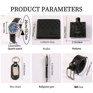 Set <span class=keywords><strong>Regalo</strong></span> di Lusso per Uomo in Pelle con Orologio, Cintura, Portafoglio, Profumo, Penna e Portachiavi, Set <span class=keywords><strong>Regalo</strong></span> Aziendale Personalizzato per Festività - Product Image 6