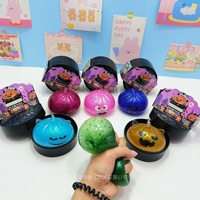 Jouet Squishy Boîte Mystère Halloween, Forme Boule, avec Pointe Plissée Torsadée, Oreilles de Diable Translucides Pointues, Paillettes Dorées Intérieures Scintillantes, à Remontée Lente