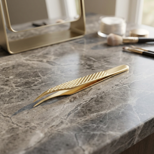 Gold-Plated Stainless Steel Precision Isolation Eyelash Tweezers Smooth Straight Tip Pakistan Origin Model 655.0 Classic <b>Lash</b> - Product Image 2