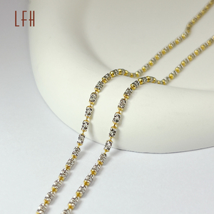 Cadena de eslabones de oro puro de 18k con bolas de micro Diamante, joyería ostentosa, cadena de eslabones de oro sólido de 18k, venta al por mayor - Product Image 3