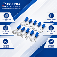 Connecteurs électriques à sertir ronds RV2-3.2 bleus, isolés, à borne annulaire, en cuivre 16-14 AWG, avec isolation en PVC et placage étain