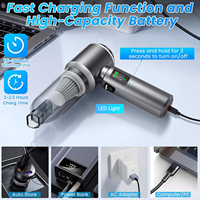 Aspirateur de voiture portable sans fil avec écran LCD et lumière LED, alimenté par batterie pour un nettoyage rapide