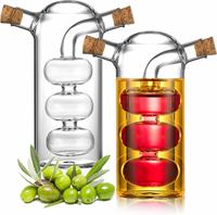 Set Wadah Dapur 2-in-1 350ml, Botol Kaca Borosilikat Transparan, Dispenser Minyak Zaitun dan Cuka, Wadah Makanan