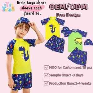 Conjunto <span class=keywords><strong>de</strong></span> Traje <span class=keywords><strong>de</strong></span> Baño <span class=keywords><strong>de</strong></span> Manga Corta con Estampado <span class=keywords><strong>de</strong></span> Dinosaurios para Niños Pequeños, Secado Rápido, 3 Piezas, Traje <span class=keywords><strong>de</strong></span> Baño con Protección Solar y Gorro <span class=keywords><strong>de</strong></span> Natación a Juego - Product Image 1