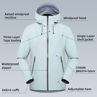 Veste Anorak Unisexe Imperméable, Coupe-Vent et Respirante avec Membrane 2.5L, Pliable, Fermeture Éclair, Toutes Saisons, Course à Pieds Rapide sur Sentier