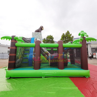 Aire de jeux gonflable Jungle Commerciale pour Enfants, Combo Toboggan et Château Gonflable, Parc d'Attractions, Ville de Jeux pour Tout-petits, Capacité 300KG