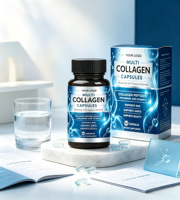 Capsules de collagène multi-types, peptides de collagène, acide hyaluronique, soin anti-âge pour la peau, la santé des ongles et des cheveux, logo personnalisé, faible coût