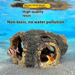 עיצוב רנקה אקווריום עם גזעי עץ חלולים-דגים מסתתרים מקום geckos מערת בית גידול קטן לבעלי חיים לסלון/שולחן עבודה - Product Image 3