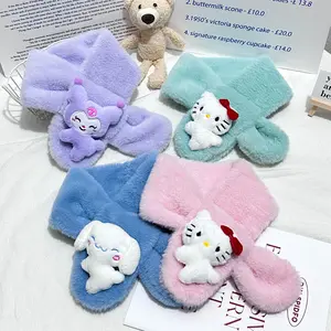 Bufandas suaves de animales de alta calidad, diseño bonito de Kuromi Melody Kitty Cinnamoroll para bufanda cruzada de cuello cálido de invierno para niños