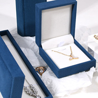Boîte d'emballage en flanelle personnalisée avec logo pour bijoux, avec doublure en éponge pour collier, bracelet, boucles d'oreilles, bague - Boîtes rigides