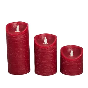 Red LED candle with mottled surface,melted top,2AA battery,,high quality