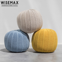 WISEMAX FURNITURE Vente en gros de meubles pour la maison Pouf rond en coton crocheté Fait à la main en fil de coton tricoté