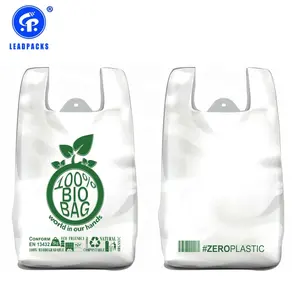2022 sıcak satış süpermarket PBAT özelleştirilmiş plastik T tişört çanta ambalaj bakkal