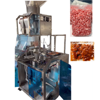Máquina de envasado al vacío Doypack de doble tornillo sin fin para bolsas preformadas, para alimentos cociados pegajosos, pollo en cubos, carne picada, carne de res en trozos y alimento para mascotas