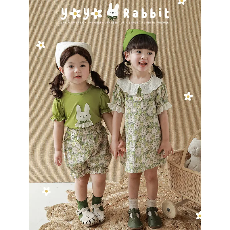 Yoehyaul - Camiseta infantil estampada digital para meninas, shorts, roupas de bebê e meninas, roupa de verão fofa para meninas de 2 a 3 anos, ideal para crianças de 2 a 3 anos