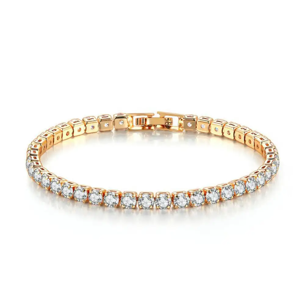 Pulseira de cobre banhada a ouro 4mm, bracelete com pingente de diamante, zircônia cúbica, 2021