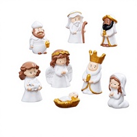 Figurines religieuses miniatures en résine 3D, ensemble de crèche de Noël, bébé Jésus, ange, peintes à la main, accessoires de bricolage écologiques pour scène