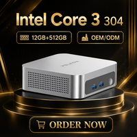 Komputer Mini Intel Core 3 304 2.5G LAN WiFi6 BT5.3 USB4 Tiga Layar 4K Langsung dari Pabrik MINI PC Kustom