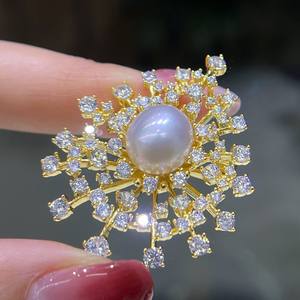 Conjunto de Accesorios de Flores para el Pecho con Perlas Brillantes y Cobre, Broches de Moda de Lujo para Mujer, Diseño Transfronterizo - Product Image 3