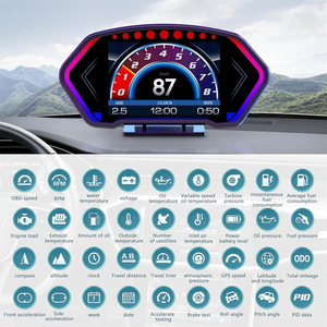 2025 Top vente tête haute HUD affichage P3 Auto électronique Obd <span class=keywords><strong>voiture</strong></span> OBD2 mètre jauge numérique affichage de la <span class=keywords><strong>vitesse</strong></span> GPS <span class=keywords><strong>voiture</strong></span> - Product Image 2