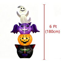 Décorations d'extérieur gonflables d'Halloween en polyester de 1,8 mètre : Fantôme, Chauve-souris, Chat noir, Citrouille empilables avec lumières LED