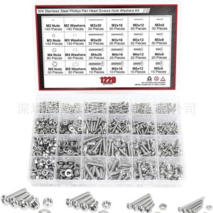 Screw Set 1220pcs M2 M3 M4 M5 Hex Socket Screws Nuts <b>Washers</b> Metric DIN912 Class 8.8 Alloy Steel Boxed - Product Image 2