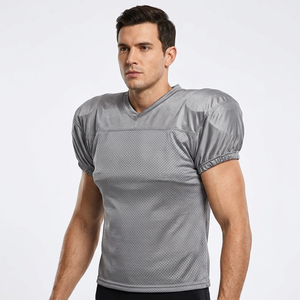 Camiseta de Fútbol Americano para Hombre, Cuello en V, Color Gris, Manga Corta, Malla Transpirable, Poliéster, Corte Regular, Todas las Temporadas, STORM FIT - Product Image 1