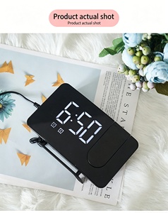 Réveil projecteur avec <span class=keywords><strong>radio</strong></span> FM, double alarme, 180° °   Horloge numérique de chevet à affichage LED rotatif avec charge USB pour chambre à coucher ET0716 - Product Image 3
