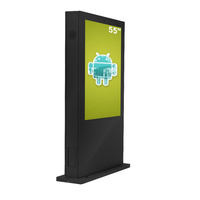 Haute luminosité 55 pouces Android lecteur vidéo numérique électronique support de sol extérieur publicité écran d'affichage LCD centres commerciaux