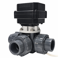 Vanne à boisseau sphérique électrique à trois voies en PVC, actionneur DC12V 24V pour mélange d'eau, déviateur et drainage directionnel