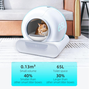 Caja de Arena Inteligente para Gatos, Redonda, de 65L, Autolimpiable, con Bajo Nivel de Ruido, Operación Táctil, Control por Aplicación, Plástico ABS Resistente, Venta al Por Mayor - Product Image 3