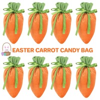 Sacs pochette à cordon en velours carotte orange personnalisés pour l'emballage de bonbons fête de Noël Halloween Pâques nouvel an