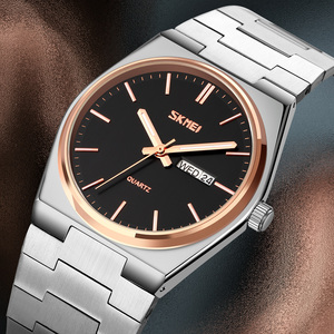 Montre chronographe ronde pour homme, montre-bracelet de luxe en acier inoxydable, montre à quartz étanche 30M - Product Image 1