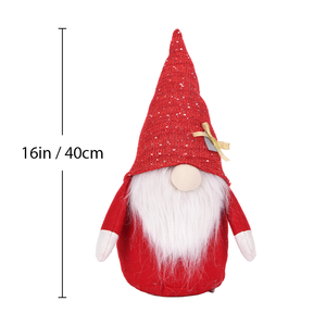 Red Sequin Knit Hat <b>Christmas</b> Gnome Plush Glitter Tomte Doll with <b>Gold</b> Bow Charm for Party Event Table Centre <b>Decor</b> Bulk - Product Image 2