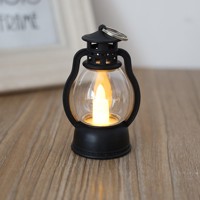 Lanterne à bougie électronique en plastique rétro, petite, à LED, pour anniversaires, Noël, faite à la main, alimentée par piles, sans flamme, finition brillante