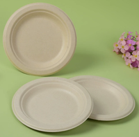 Assiette ronde en bagasse de canne à sucre de 8,86 pouces, résistante à la graisse, compatible micro-ondes, compostable