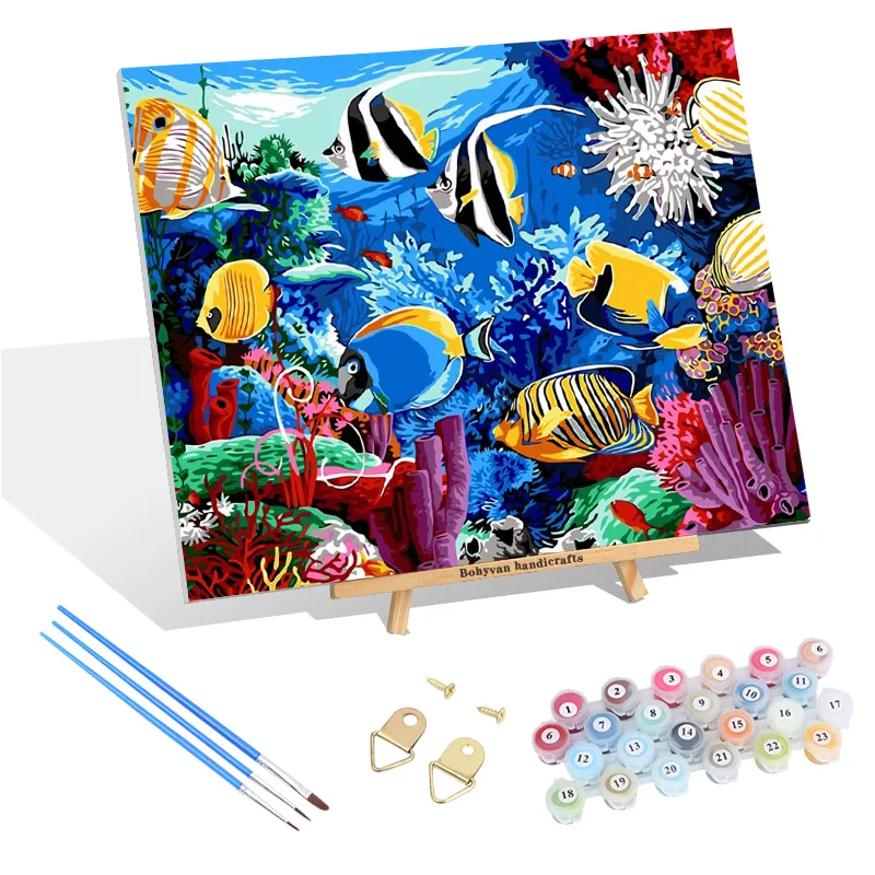 Diy Popular Design painting by numbers Ocean Fish Coral Picture Turtle Dolphin Fish Wall Artwork Paint By Numbers on Canvas
