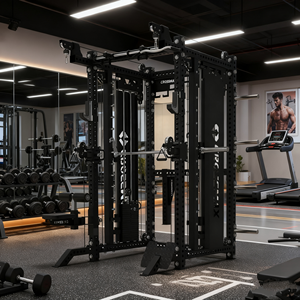 Jaula de potencia multifunción <span class=keywords><strong>Crossmax</strong></span> con máquina Smith y crossover de cables |   Estación de Entrenamiento de Fuerza para Gimnasio Comercial - Product Image 4
