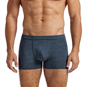 Wholesale OEM Men's <b>Customized</b> Mid-Rise <b>Boxer</b> Briefs Quick Dry Breathable Soft Cotton/Spandex Knit Fabric Solid Pattern - Product Image 2