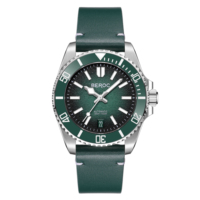 Montre de plongée 300m avec logo personnalisé, montres automatiques mécaniques en cuir véritable, lunette en céramique superluminescente BGW9, Relogio Masculino